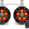 2-PACK BLACK 8' SPEAKERS ONE AMPLIFIED + BATTERY ONE NO