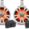 2-PACK WHITE 8' SPEAKERS TWO AMPLIFIED + TWO BATTERIES