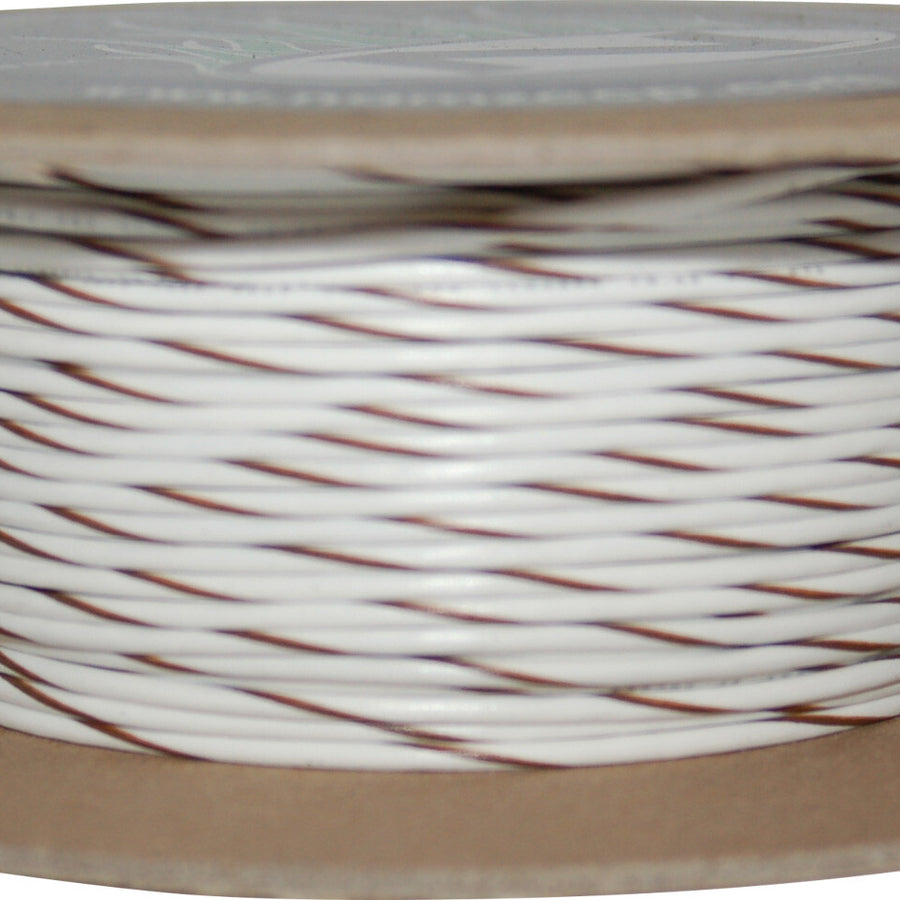 #18-GAUGE WHITE/BROWN STRIPE 100' SPOOL OF PRIMARY WIRE