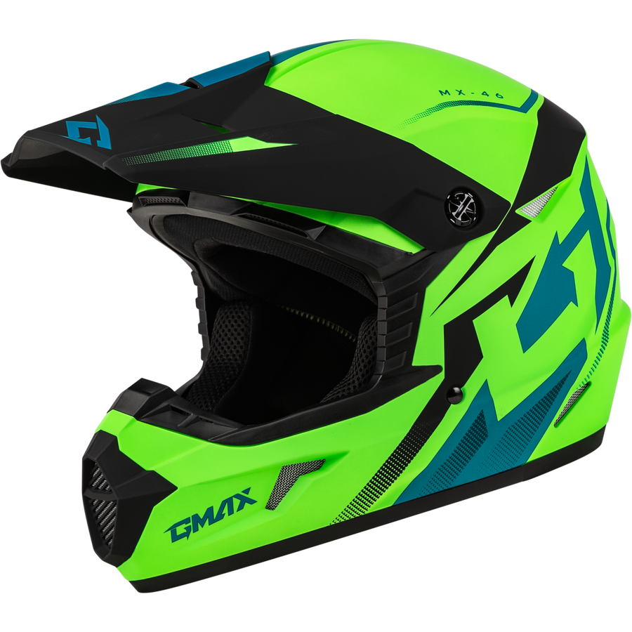 Mx 46 Compound Helmet Matte Hi Vis Green/Blk/Blue Xl